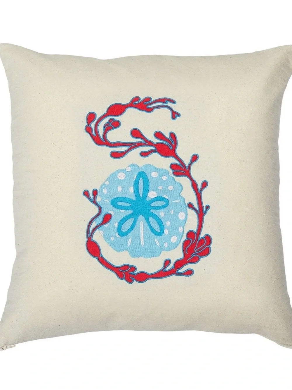 Blue & Red Sand Dollar Throw Pillow - Coastal Accent